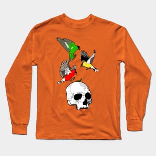 Bright Sparrows and a Skull Long Sleeve T-Shirt